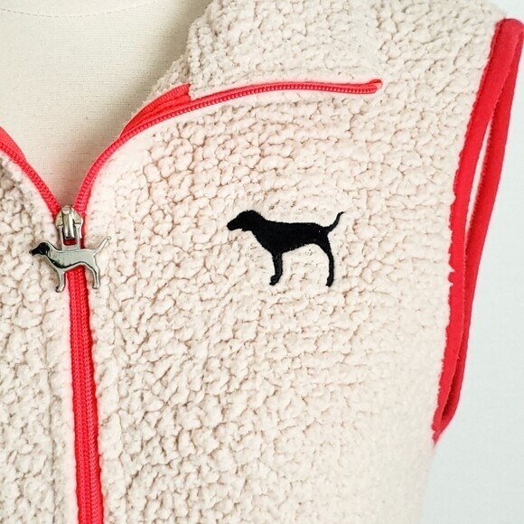 PINK Victoria's Secret Ivory Sherpa Sleeveless Zip Sweater Vest with Pockets- XS - Picture 5 of 7